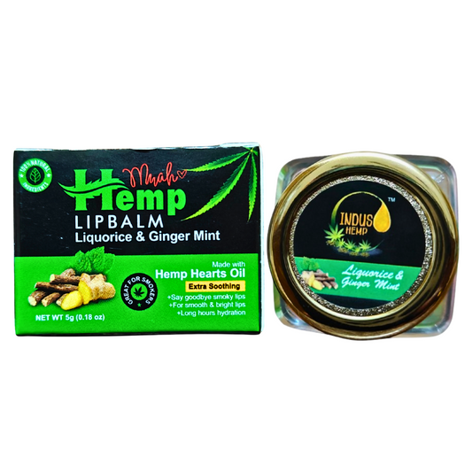 INDUS HEMP LIP BALM | LIQUORICE & GINGER MINT | SPF 15 | LIGHTENS DARK/NICOTINE LIPS & FRESHENS BREATH