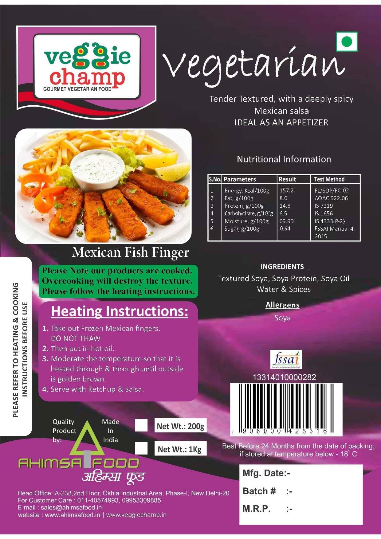 Veggie Champ Plant-Based Mexican Fish Fingers
