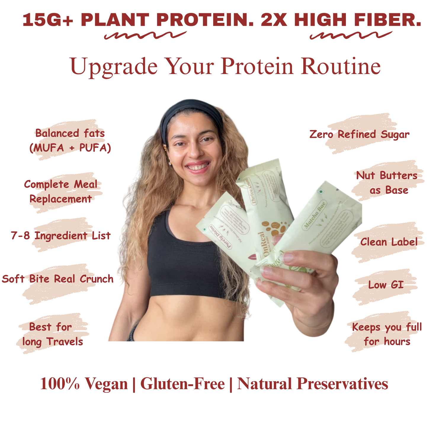 PACK OF 3  OnReal Variety Pack Protein Bars (3 x 55g Each) | 15g Plant Protein, No Refined Sugar, High Fiber | Purely Divine, Matcha Bae & Thrive Crumb | Vegan, Gluten-Free | Clean Label Snack