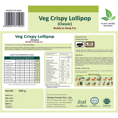 Vezlay Veg Crispy Lollipop, 200gm