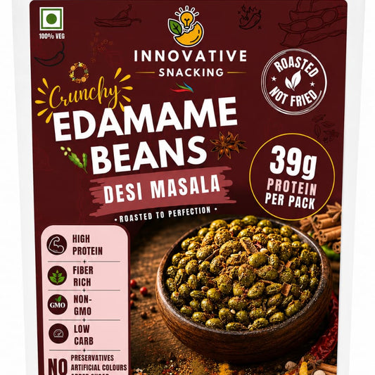 Innovative Snacking Roasted Edamame Beans Desi Masala Flavour | High Protein Plant-Based Snack | Roasted Not Fried | 100g