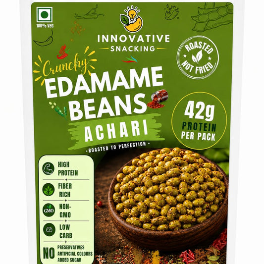 Innovative Snacking Roasted Edamame Beans Aachari Flavour | High Protein Plant-Based Snack | Roasted Not Fried | 100g