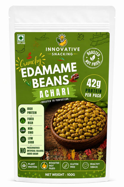 Innovative Snacking Roasted Edamame Beans Aachari Flavour | High Protein Plant-Based Snack | Roasted Not Fried | 100g