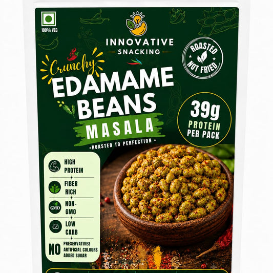 Innovative Snacking Roasted Edamame Beans Masala Flavour | High Protein Plant-Based Snack | Roasted Not Fried | 100g