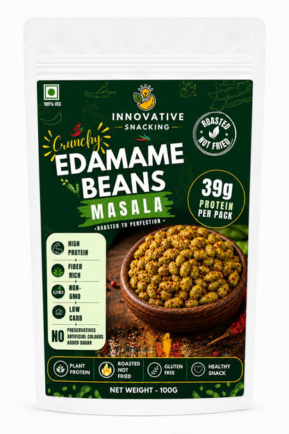 Innovative Snacking Roasted Edamame Beans Masala Flavour | High Protein Plant-Based Snack | Roasted Not Fried | 100g