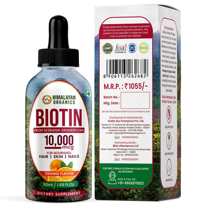 Himalayan Organics Liquid Biotin 10000mcg Drops 50 ml