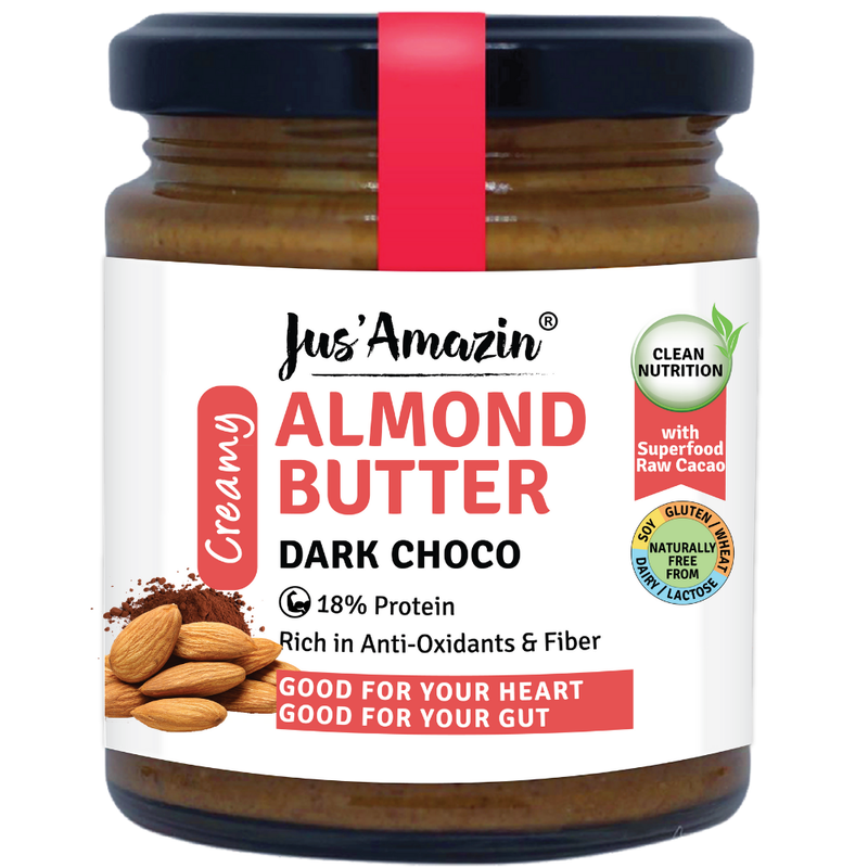 Jus Amazin Creamy Almond Butter – Dark Chocolate (200g)