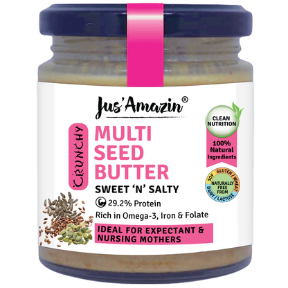 Jus Amazin Crunchy Seed Butter – Multi Seeds, with Flax and Sunflower Seeds (200g)