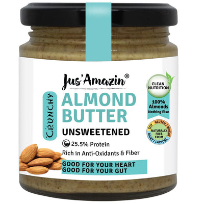Jus Amazin CRUNCHY Almond Butter - Unsweetened (200g)