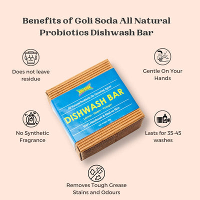Goli Soda All Natural Probiotics Dish Wash Bar - 90 g