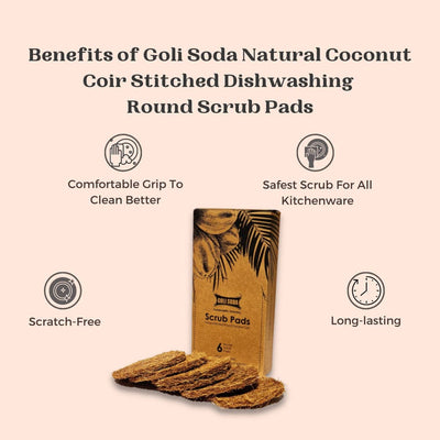 Goli Soda Natural Coconut Coir Dishwashing Scrub Pads -( Pack Of 12 )