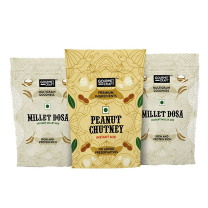Gourmet Craft Millet Dosa (2 Packs-250 Gms Each) & Peanut Chutney (1 Pack- 150 Gms)