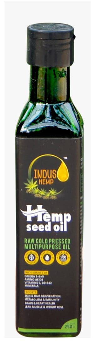 INDUS HEMP - HEMP SEED OIL | Raw Cold Pressed | Omegas 3, 6 & 9 | Amino Acids | Loaded with Antioxidants
