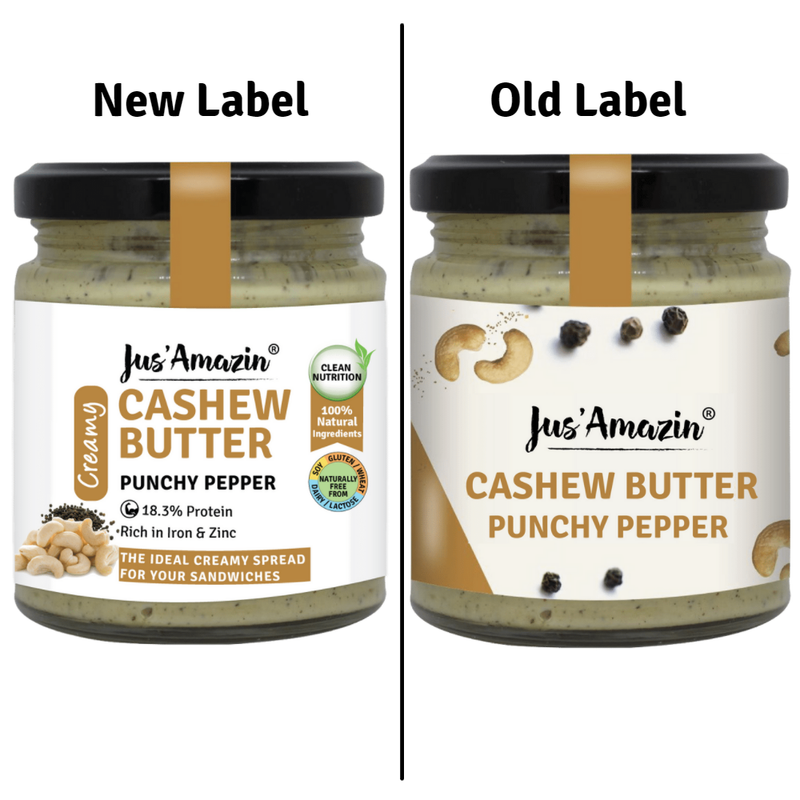Jus Amazin Creamy Cashew Butter – Punchy Pepper (200g)