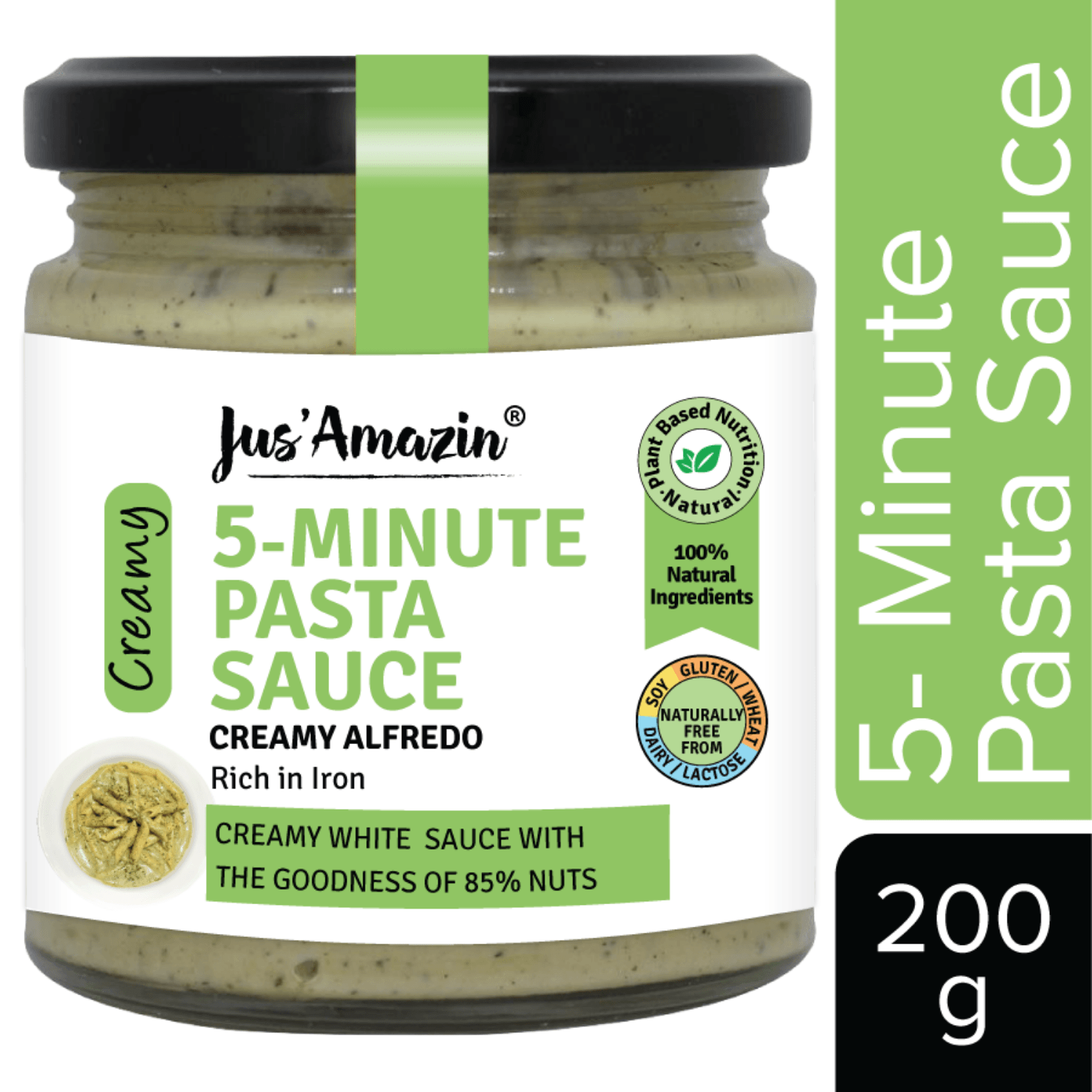 Jus Amazin 5-Minute Pasta Sauce - Creamy Alfredo (200g) - plant based Dukan