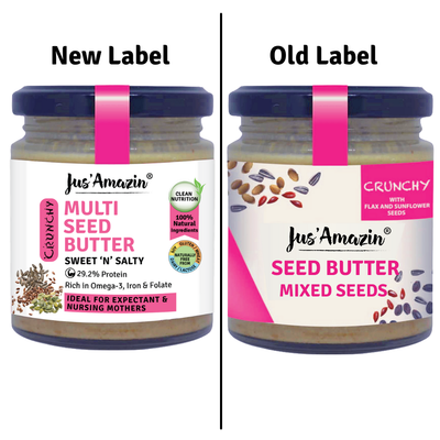 Jus Amazin Crunchy Seed Butter – Multi Seeds, with Flax and Sunflower Seeds (200g)
