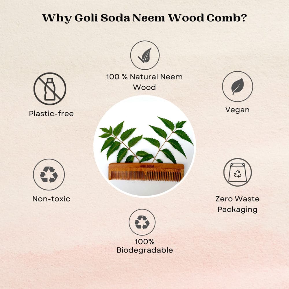 Goli Soda Neem Wood Comb - Double Tooth
