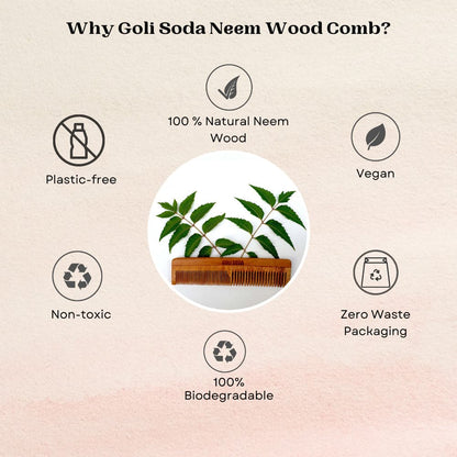 Goli Soda Neem Wood Comb - Double Tooth