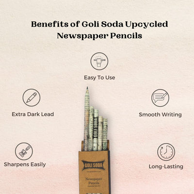 GOLI SODA Upcycled Plain Newspaper Pencils (Pack of 5)