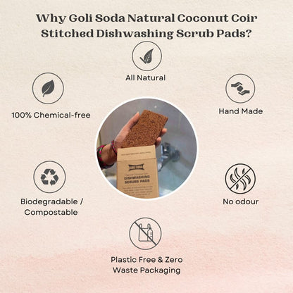 Goli Soda Natural Coconut Coir Dishwashing Scrub Pads -( Pack Of 6 )
