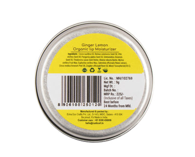 Ginger Lemon Lip Moisturizer (9gm) | Organic, Vegan