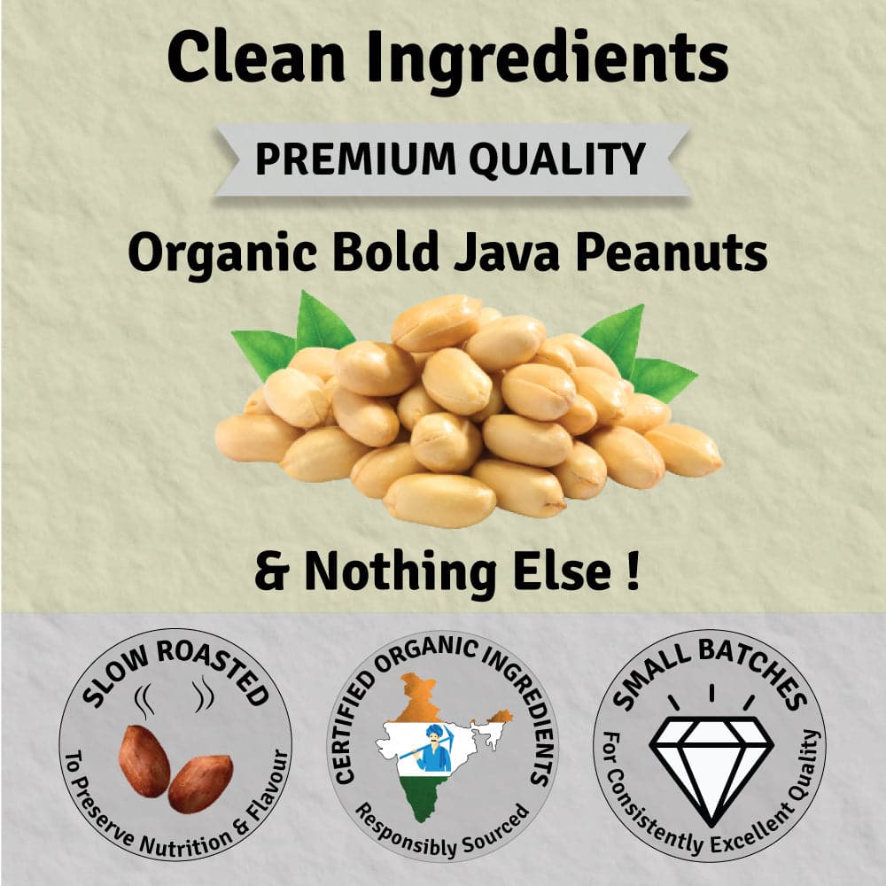 Jus Amazin CRUNCHY Organic Peanut Butter - Unsweetened (500g)