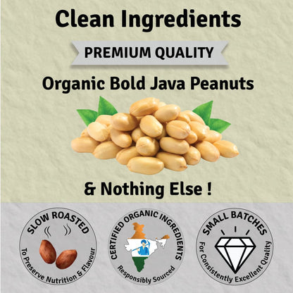 Jus Amazin CRUNCHY Organic Peanut Butter - Unsweetened (500g)