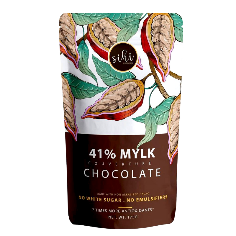 41% Milk Chocolate with Pure Cacao / Cocoa - Couverture Vegan Mylk Chocolate, 175gm - Vegan Dukan