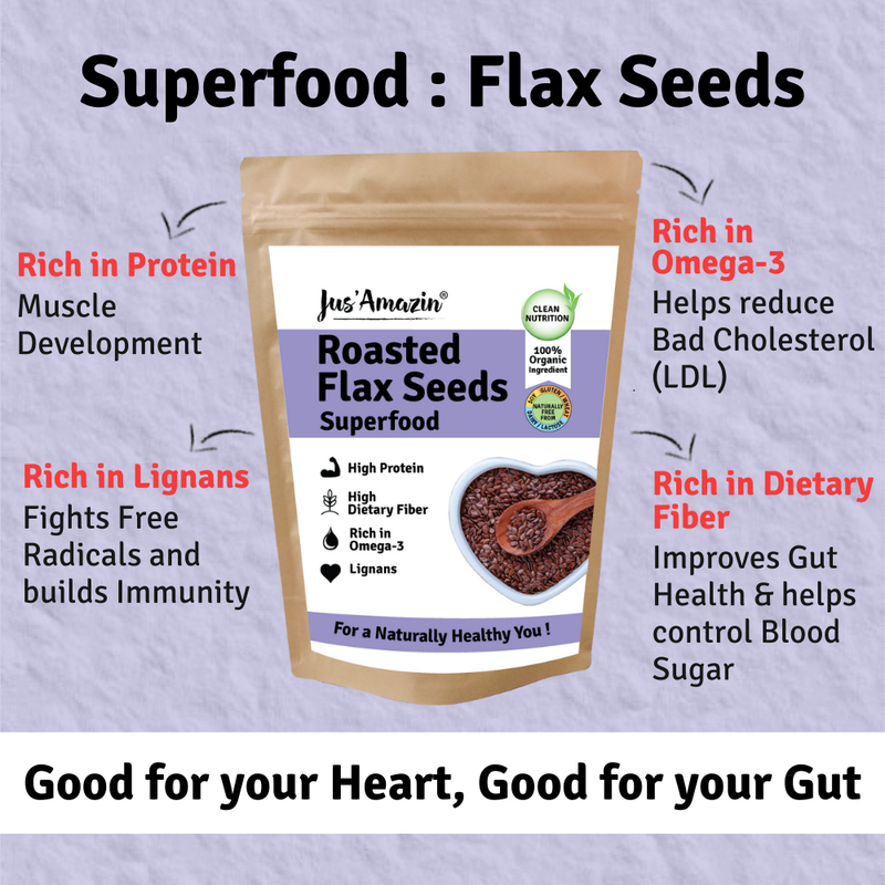 Jus Amazin Roasted Organic Flax Seeds (500g)