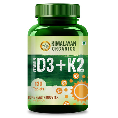 Himalayan Organics Vitamin D3 with K2 as MK7 supplement - 120 Veg Tablets