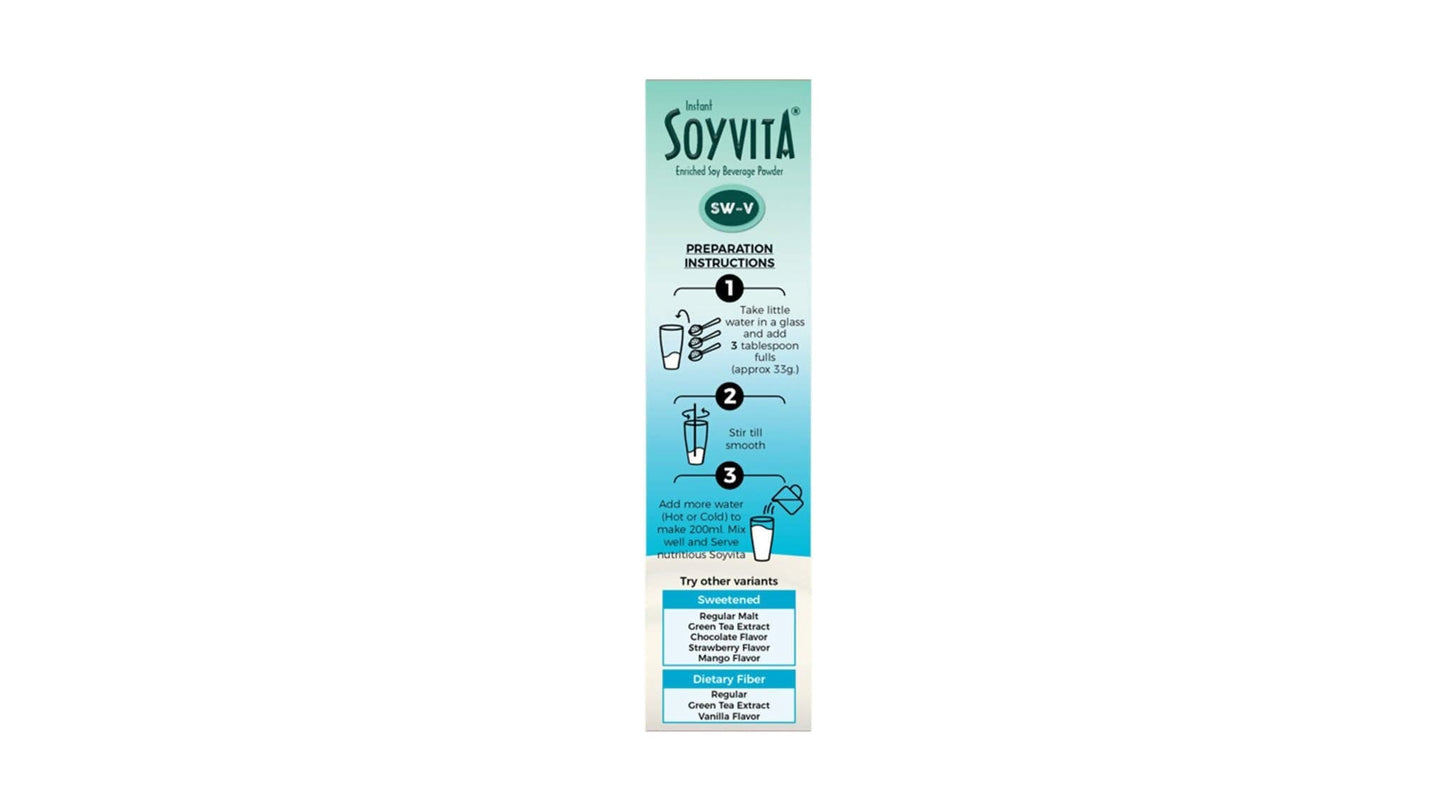 Soyvita - Sweetened Vanilla | Lactose Free | Enriched Soy Beverage Powder | Serves-15 (500 Gms)