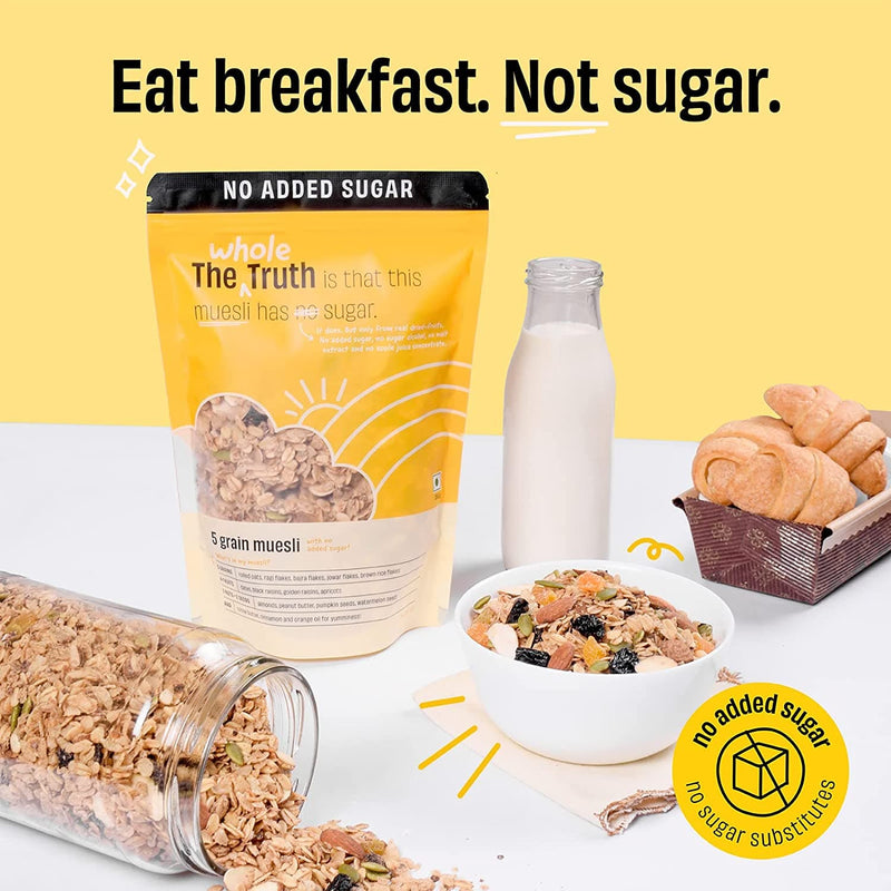 The Whole Truth - No Added Sugar Breakfast Muesli - 5 Grain Muesli - 350g