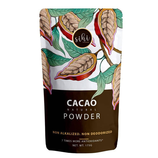 Cacao Powder for baking and cooking - Pure Cacao / Cocoa - Natural, Nutritionally Dense, Plant Based - Sihi Chocolaterie - 175 g