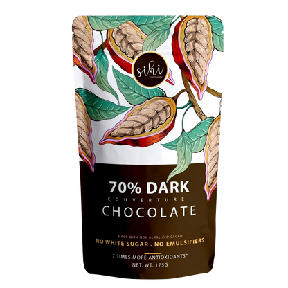 70% Dark Chocolate for baking and cooking - Pure Cacao / Cocoa - Natural, No white sugar, No Lecithin, Plant Based - Sihi Chocolaterie - plant based Dukan