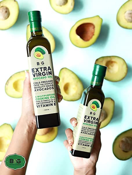 Black & Green Extra Virgin Cold Press Avocado Cooking Oil Bottle