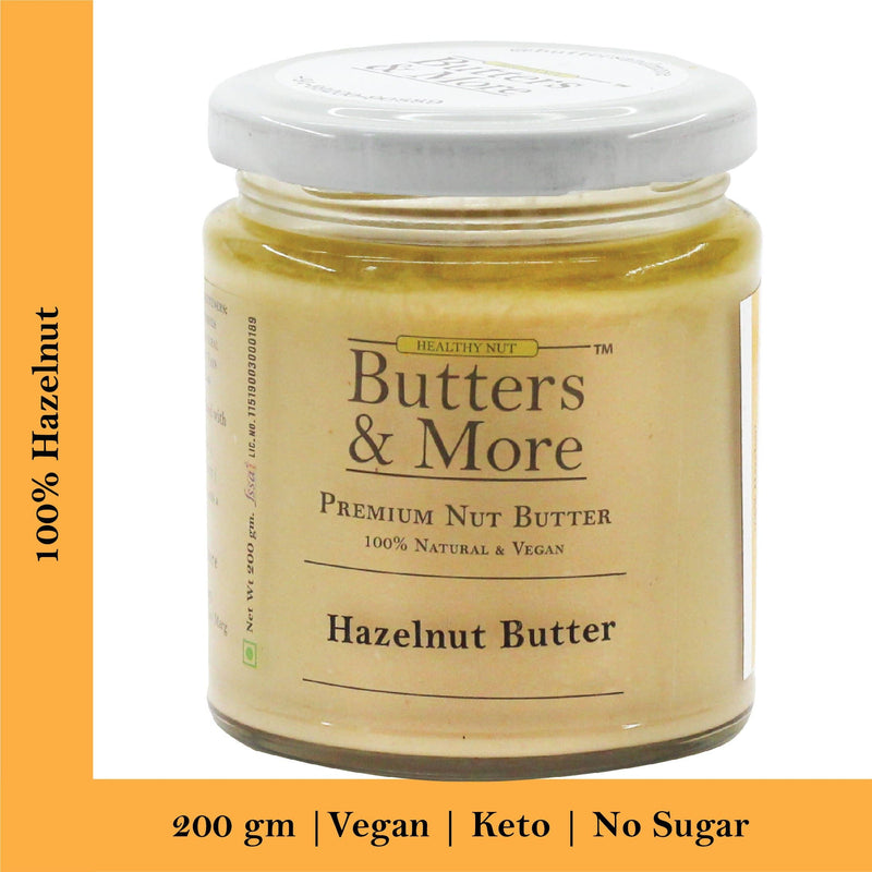 Butters & More Vegan Hazelnut Butter Unsweetened, Single Ingredient Nut Butter. (200g) - Vegan Dukan