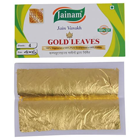 Jainam Edible Gold Leaves; 4 Sheets