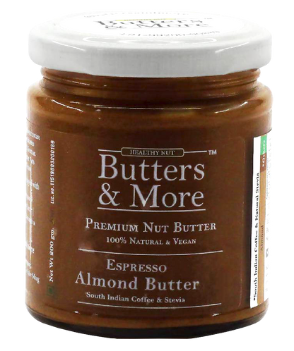 Butters & More Keto Espresso Almond Butter with South Indian Coffee & Natural Stevia Extract (200g) - plant based Dukan