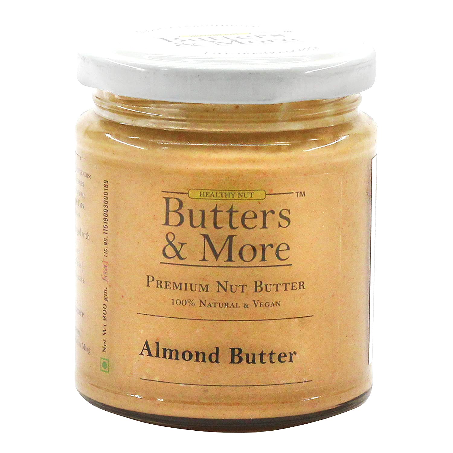 Butters & More Vegan Almond Butter Unsweetened(200g) - Vegan Dukan
