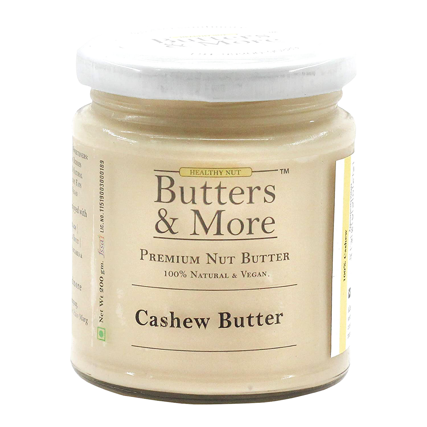 Butters & More Vegan Cashew Butter Unsweetened, Single Ingredient Nut Butter. (200g) - Vegan Dukan