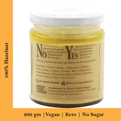 Butters & More Vegan Hazelnut Butter Unsweetened, Single Ingredient Nut Butter. (200g) - Vegan Dukan