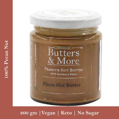 Butters & More Vegan Pecan Nut Butter Unsweetened, Single Ingredient Nut Butter. (200g) - Vegan Dukan