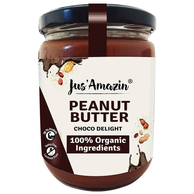 Jus Amazin Creamy Organic Peanut Butter – Choco Delight 500g - plant based Dukan