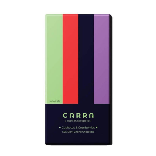 Carra Cashews & Cranberries | 55% Dark Chocolate | 50g x 3 bars - plant based Dukan