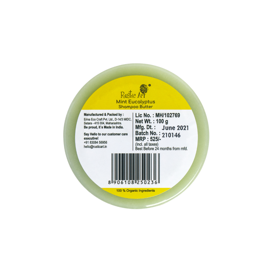 Mint Eucalyptus Shampoo Butter (100gm) | Organic, Vegan