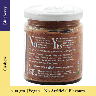 Butters & More Vegan Cashew Butter with Real Blueberries (200g) No Artificial Flavours or Colour. - Vegan Dukan