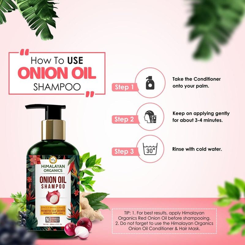 Himalayan Organics Onion Oil Shampoo for Hair Growth - No Parabens & No Sulphate - 300ml