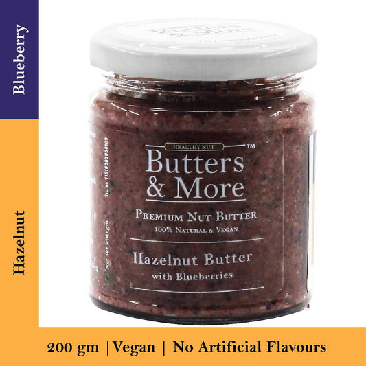 Butters & More Vegan Hazelnut Butter with Real Blueberries (200g) No Artificial Flavours or Colour. - Vegan Dukan