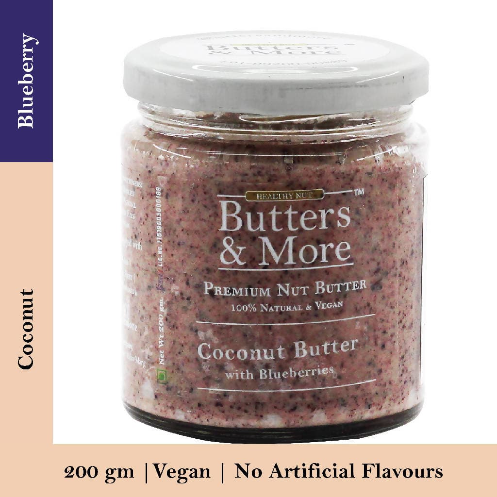 Butters & More Vegan Coconut Butter with Real Blueberries (200g) No Artificial Flavours or Colour. - Vegan Dukan