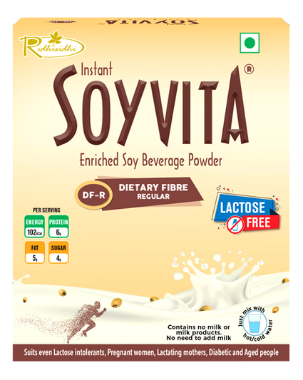 Soyvita - Dietary Fibre Regular | Lactose Free | Enriched Soy Beverage Powder | Serves-20 (500 Gms)